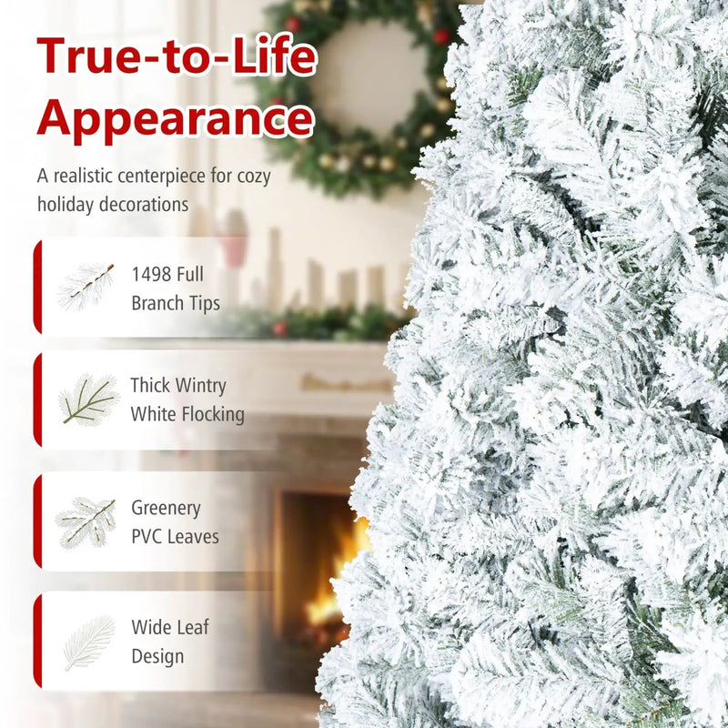 Snow-Flocked Artificial Christmas Tree 9 ft with Metal Stand by DirectDeals