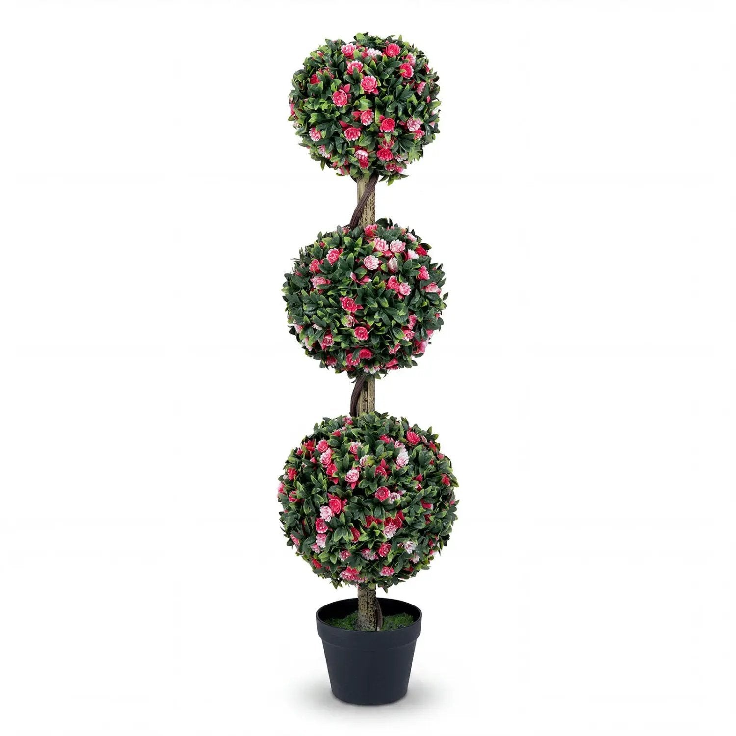 Triple Ball Rose Topiary Tree 43.5" with Lifelike Blooms by DirectDeals