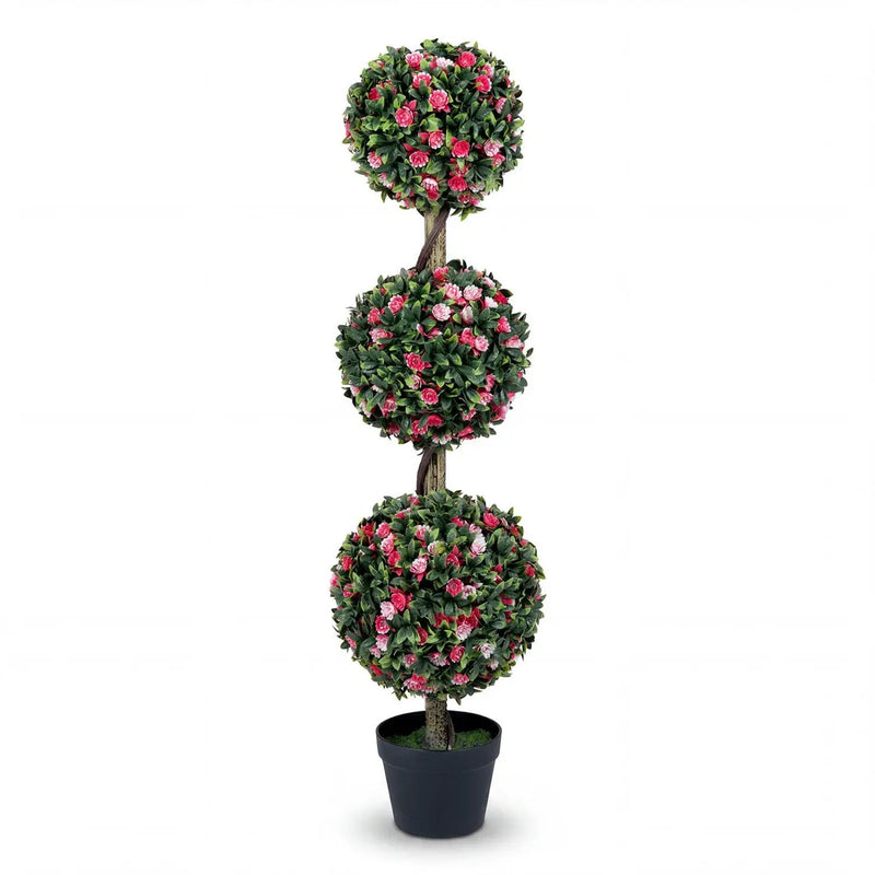 Triple Ball Rose Topiary Tree 43.5" with Lifelike Blooms by DirectDeals