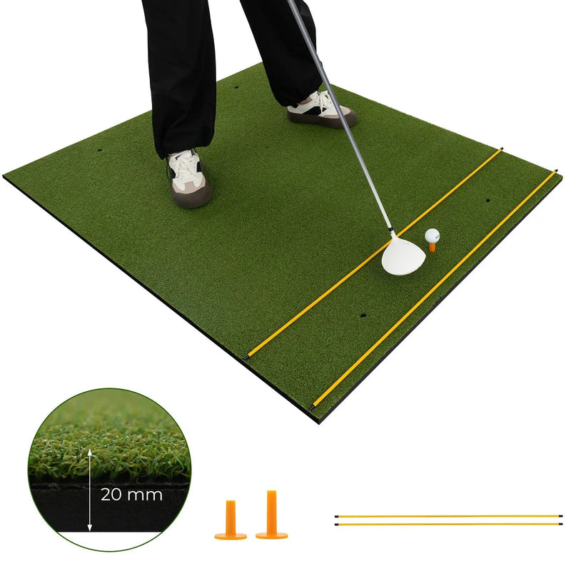 Artificial Turf Mat for Indoor and Outdoor Golf Practice Includes 2 Rubber Tees and 2 Alignment Sticks by DirectDeals