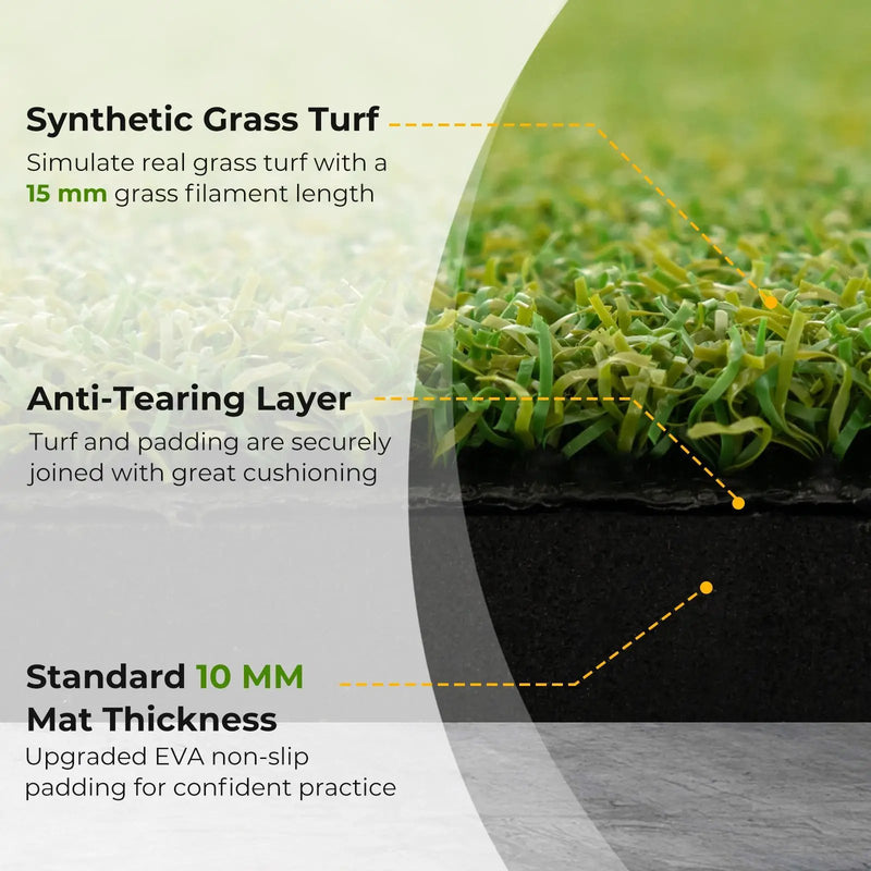Artificial Turf Mat for Indoor and Outdoor Golf Practice Includes 2 Rubber Tees and 2 Alignment Sticks by DirectDeals