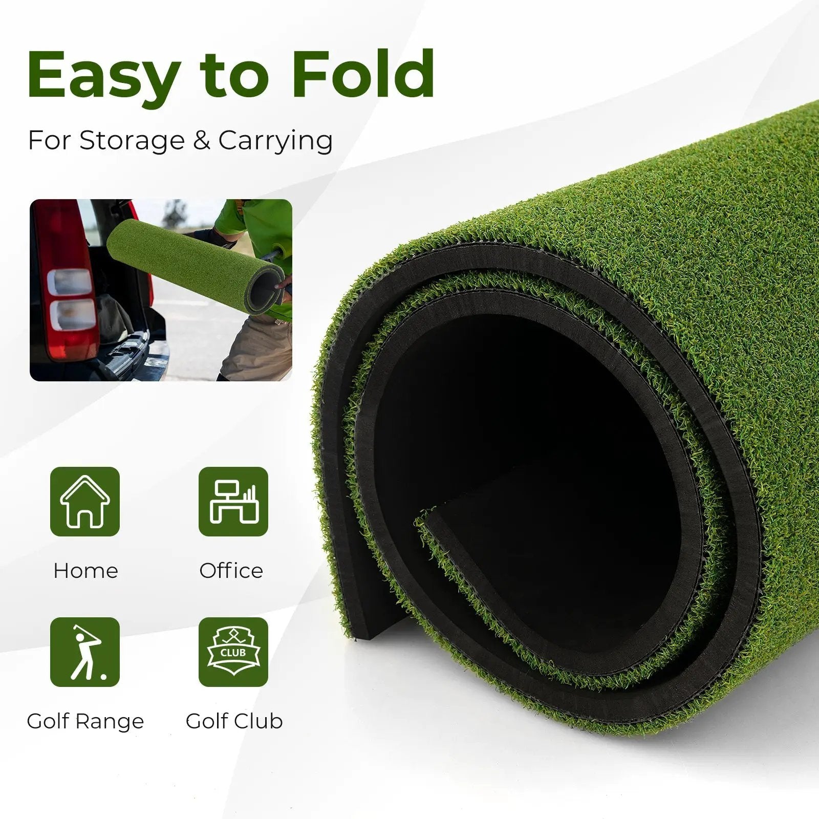 Artificial Turf Mat for Indoor and Outdoor Golf Practice Includes 2 Rubber Tees and 2 Alignment Sticks by DirectDeals