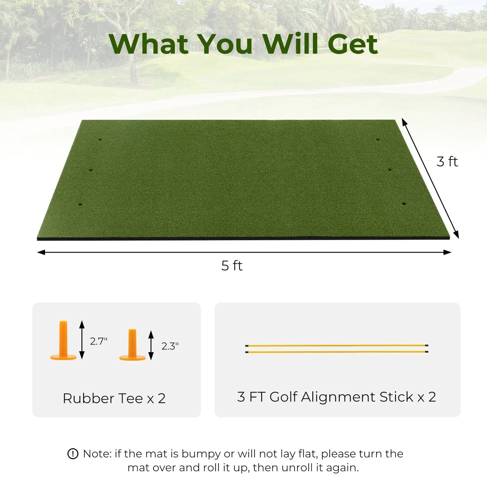 5 x 3 ft Artificial Turf Grass Practice Mat for Indoors and Outdoors by DirectDeals