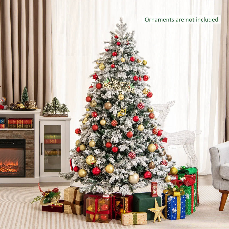 4.5/6/7 Feet Flocked Christmas Tree with Warm White LED Lights by DirectDeals
