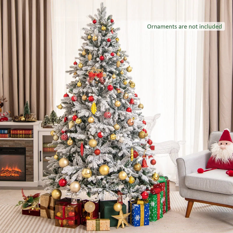 4.5/6/7 Feet Flocked Christmas Tree with Warm White LED Lights by DirectDeals