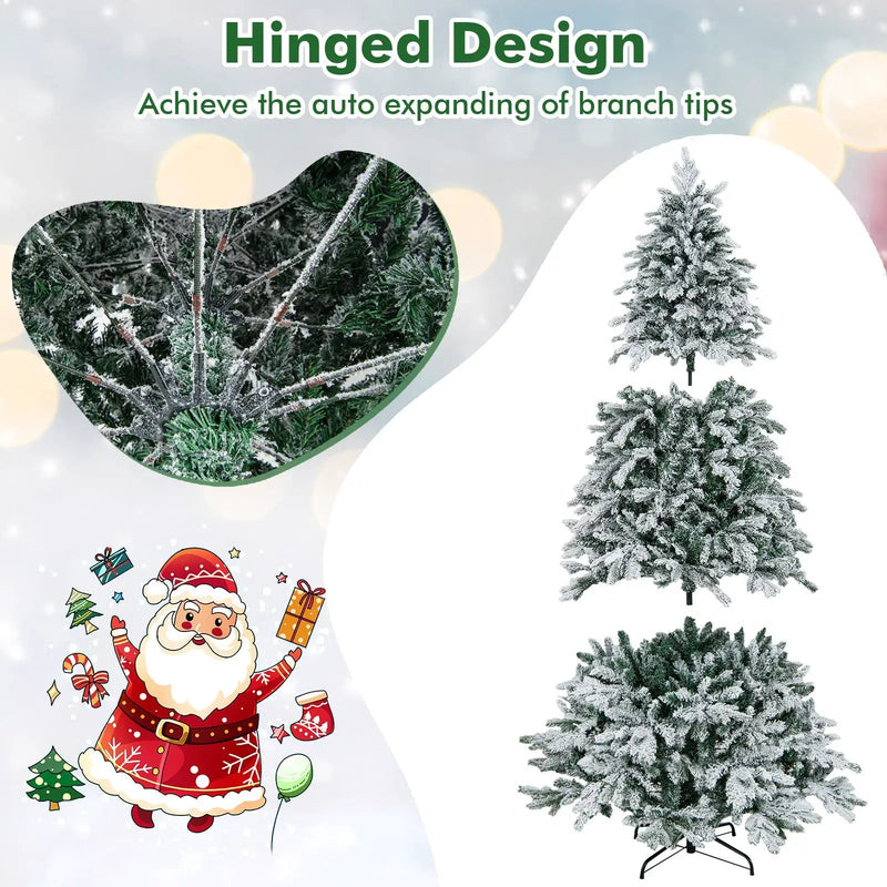 4.5/6/7 Feet Flocked Christmas Tree with Warm White LED Lights by DirectDeals