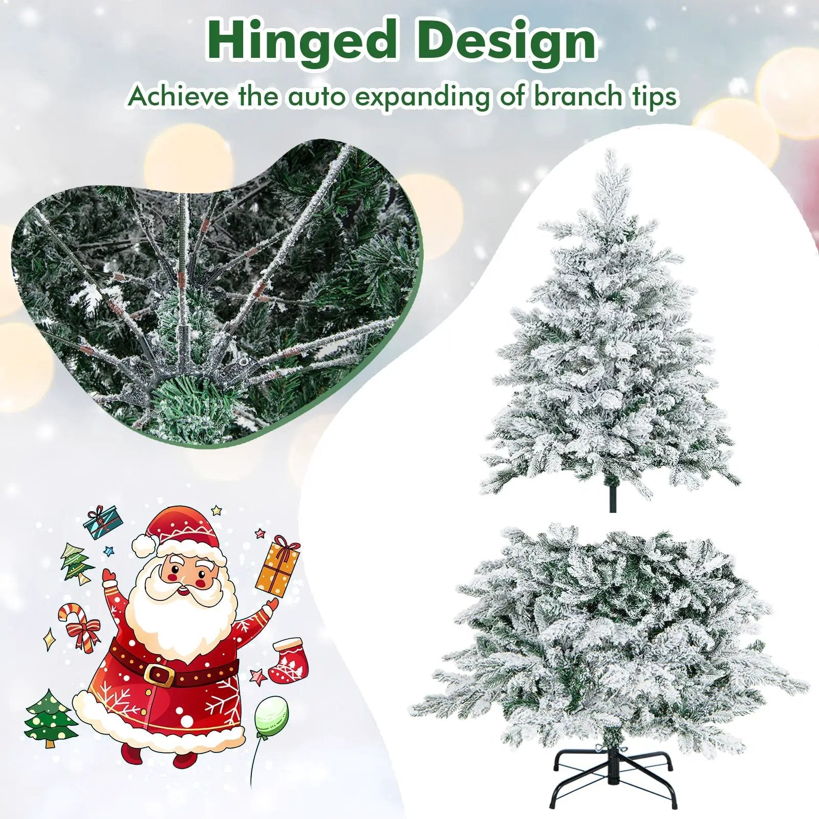 4.5/6/7 Feet Flocked Christmas Tree with Warm White LED Lights by DirectDeals