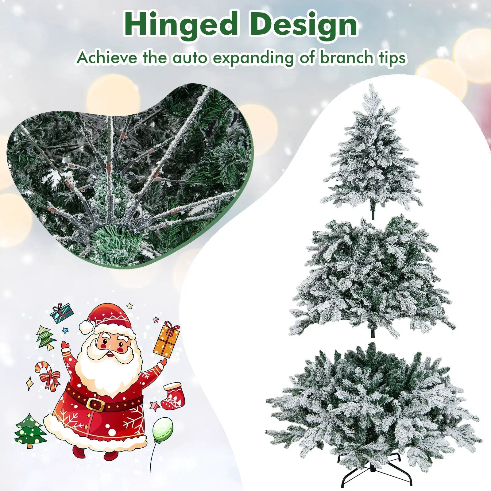 4.5/6/7 Feet Flocked Christmas Tree with Warm White LED Lights by DirectDeals