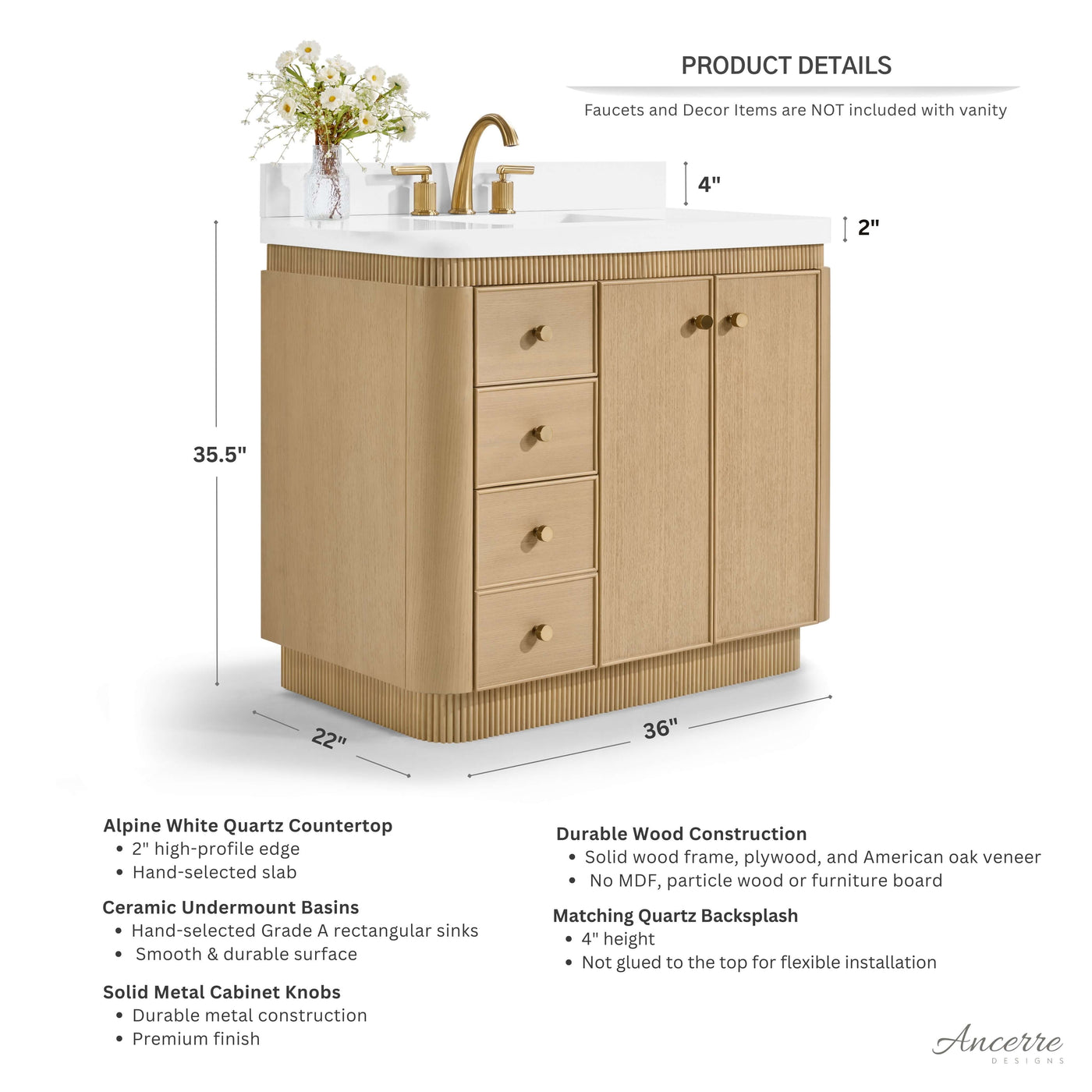 Aston 36" Bath Vanity Set by Ancerre Designs