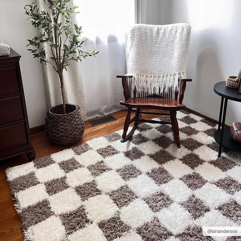 Atira Brown Checkered Area Rug by Hauteloom