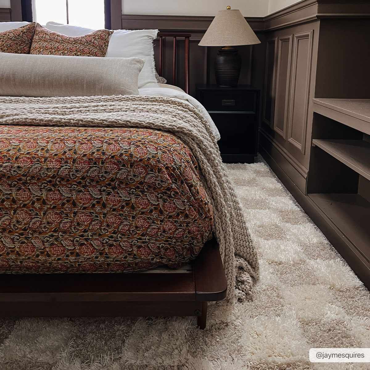 Atira Light Brown Checkered Area Rug by Hauteloom