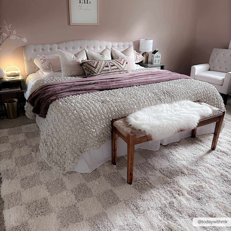 Atira Light Brown Checkered Area Rug by Boutique Rugs