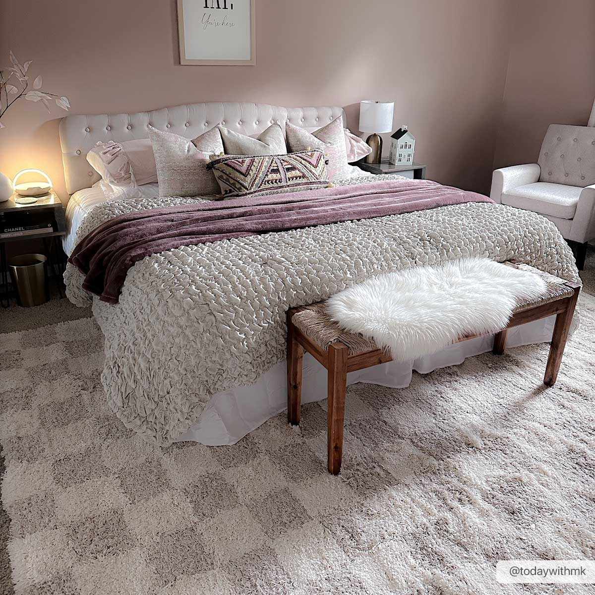 Atira Light Brown Checkered Area Rug, photo 2 of 22