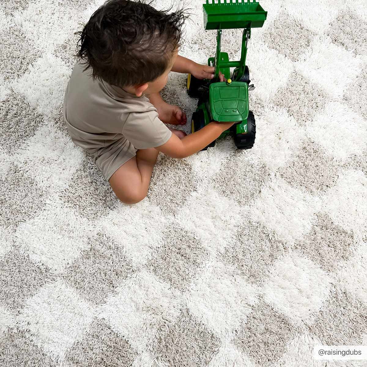 Atira Light Brown Checkered Area Rug by Hauteloom