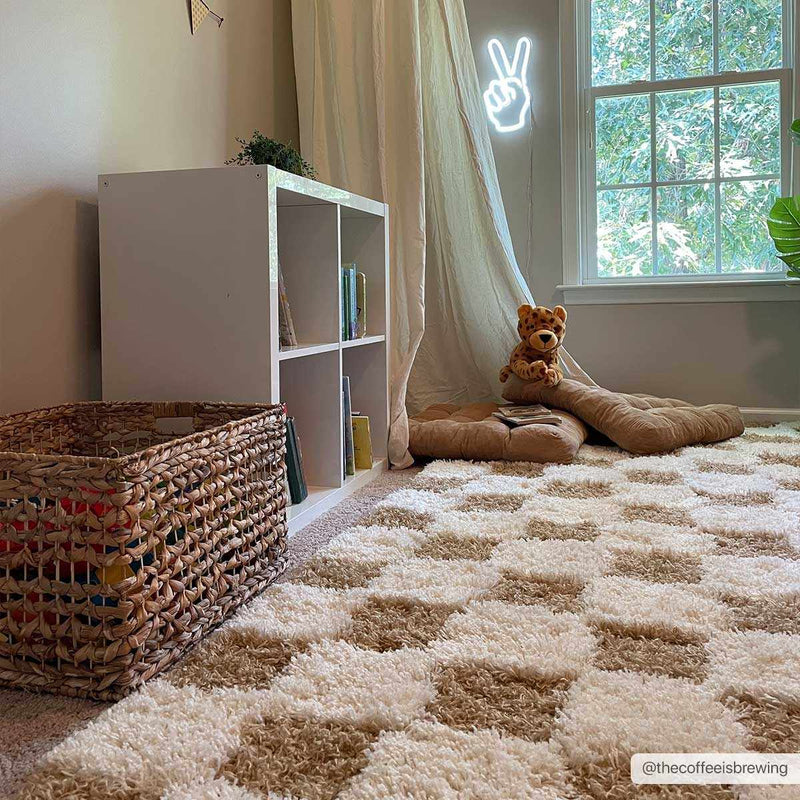 Atira Mustard Checkered Area Rug by Hauteloom