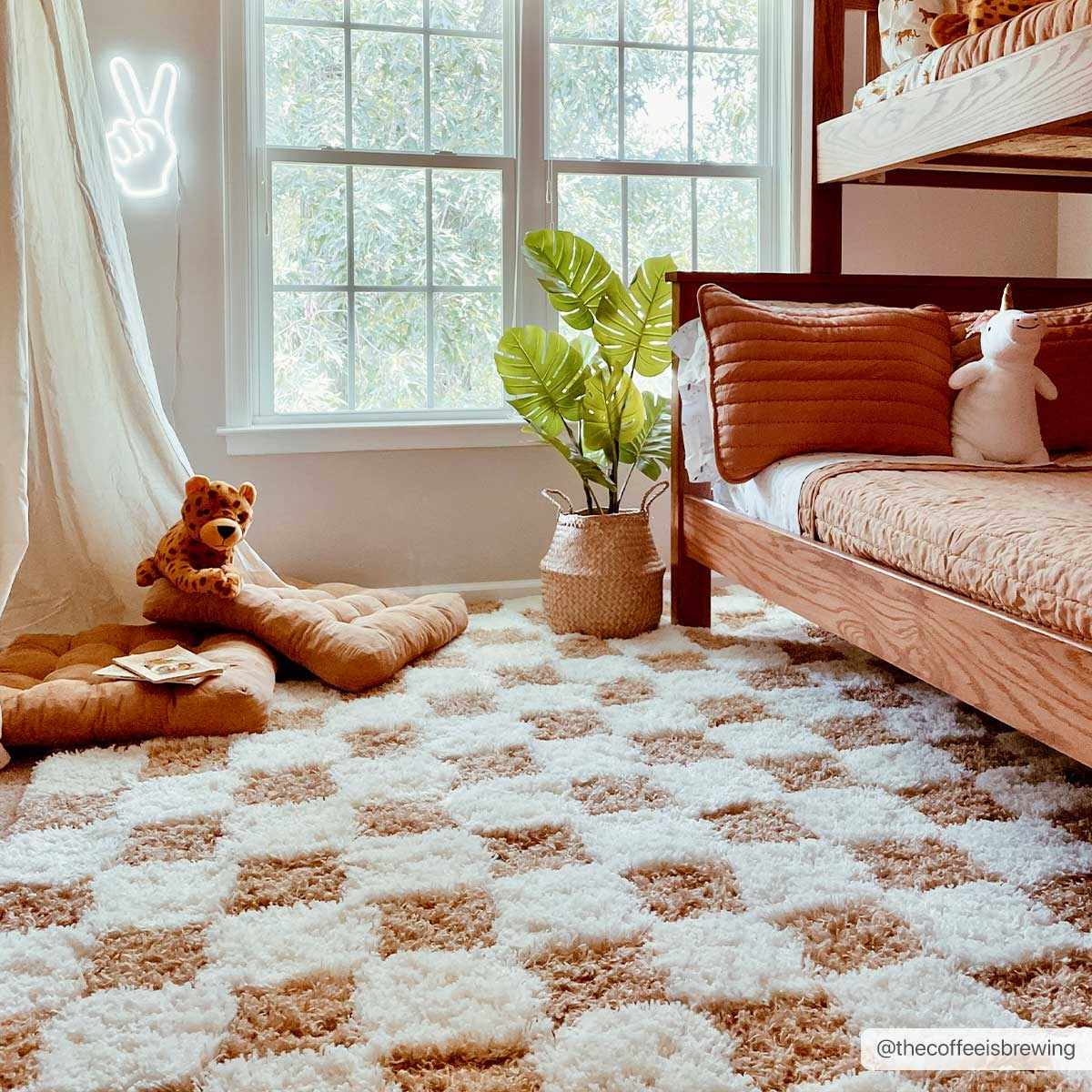 Atira Mustard Checkered Area Rug by Hauteloom