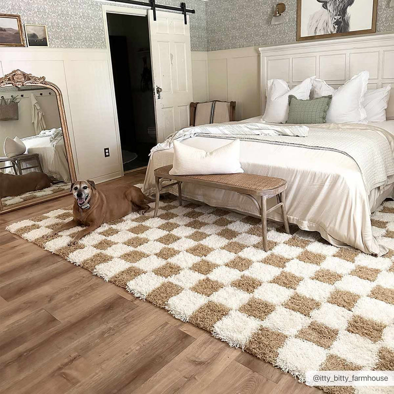 Atira Mustard Checkered Area Rug by Hauteloom