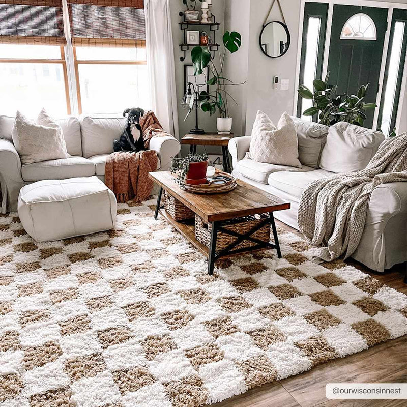 Atira Mustard Checkered Area Rug by Boutique Rugs