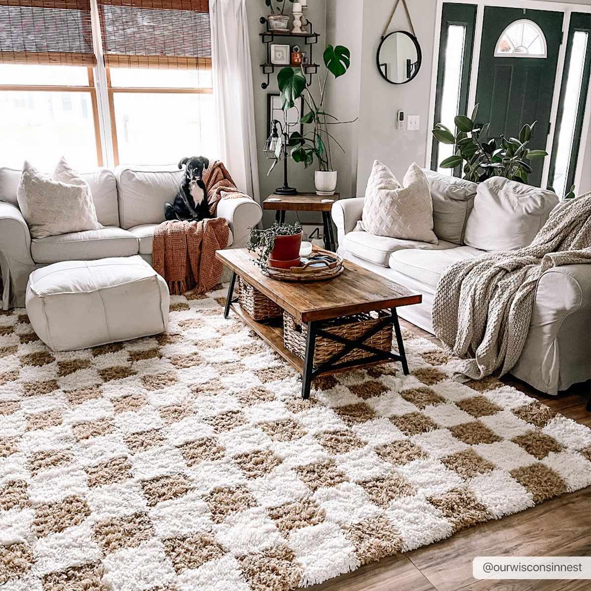 Atira Mustard Checkered Area Rug by Hauteloom