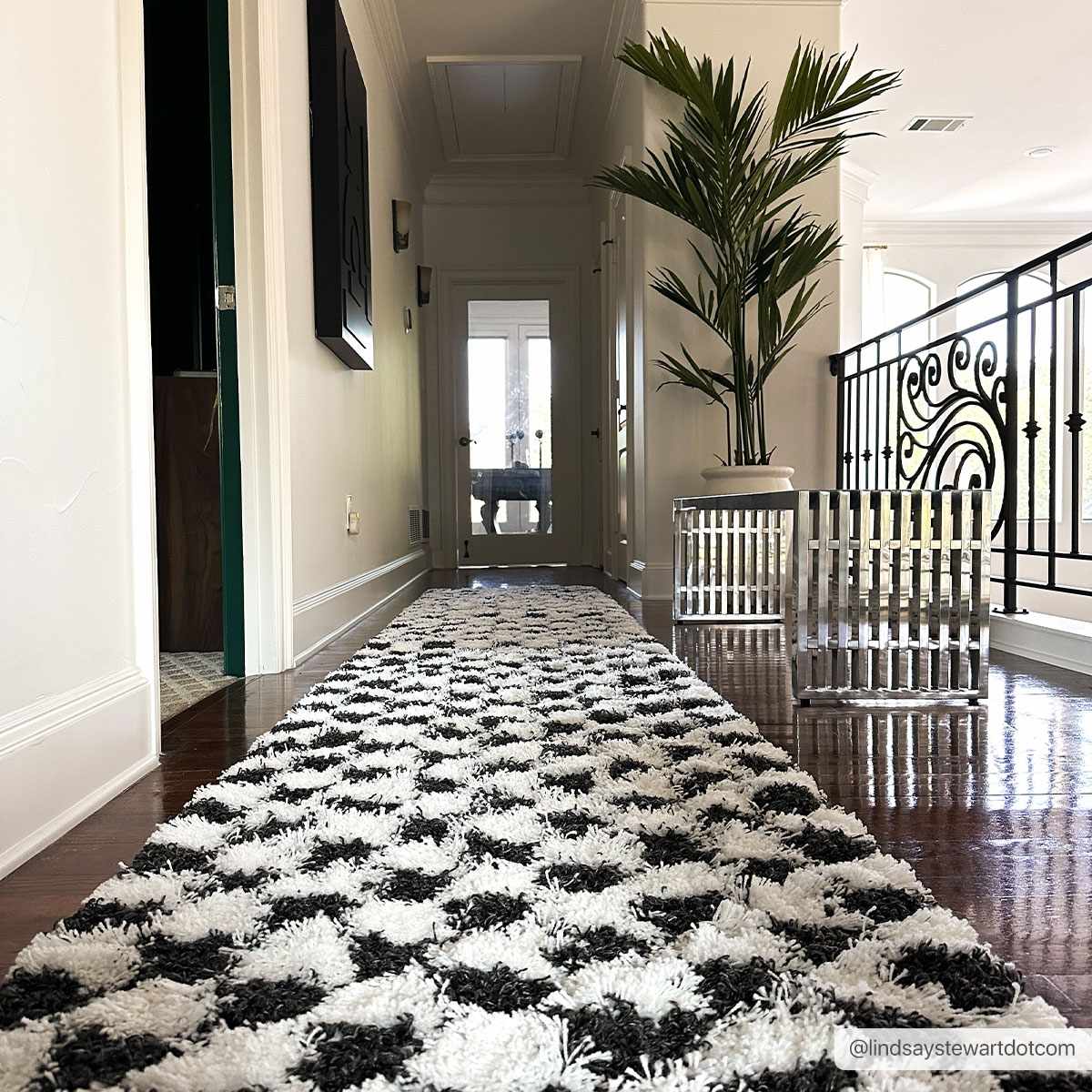Atira Black & White Checkered Area Rug by Boutique Rugs