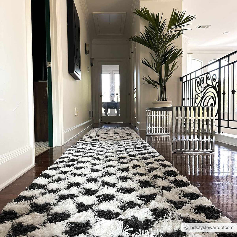 Atira Black & White Checkered Area Rug by Boutique Rugs