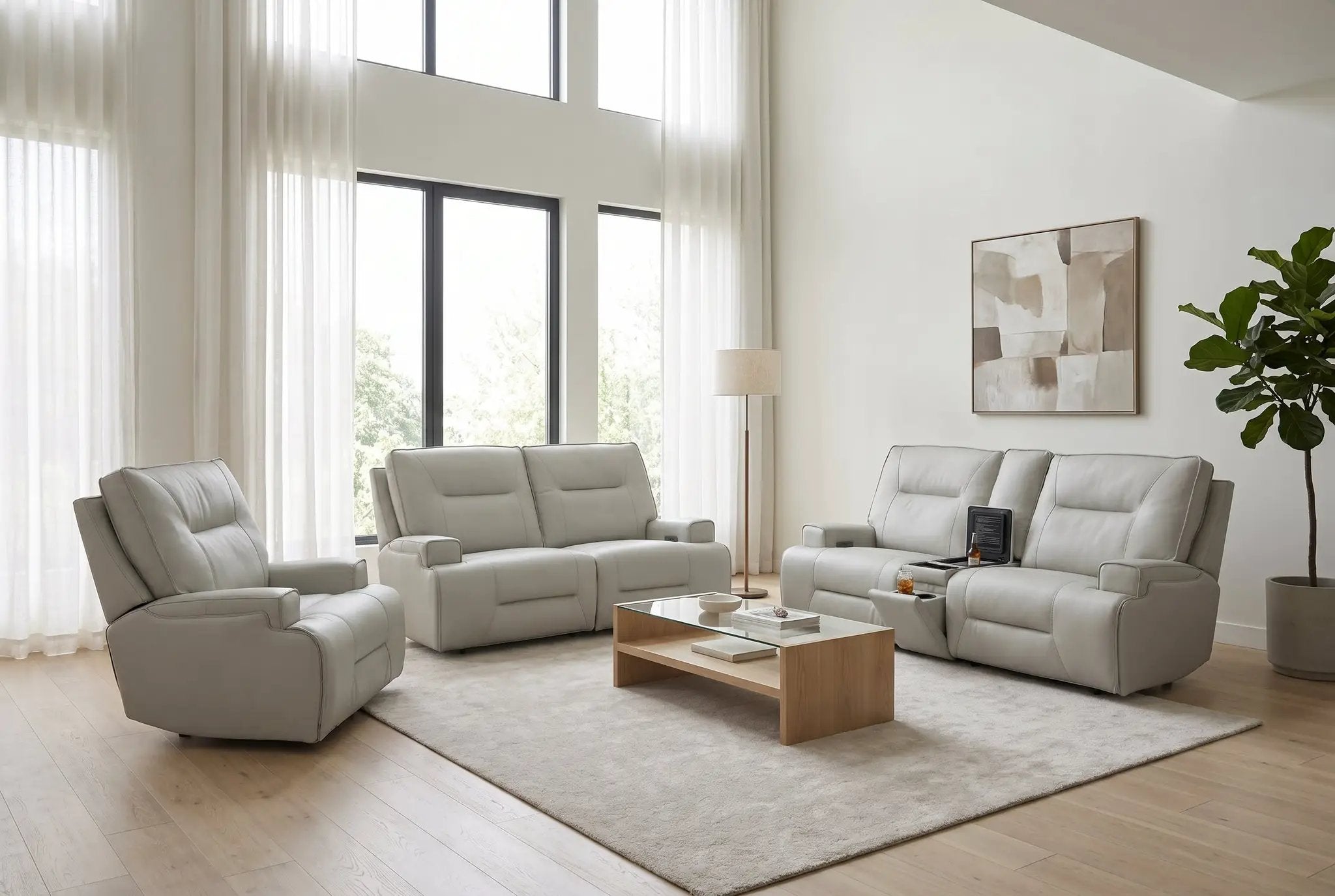 Atlas Fog 3-Piece Power Reclining Living Room Set by Ornate Furniture