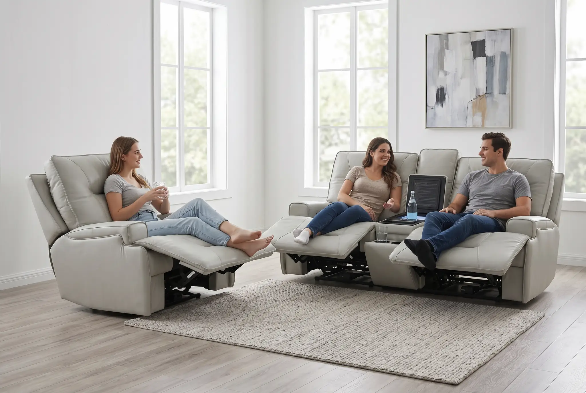Atlas Fog Zero Gravity Power Reclining Sofa w/ Fridge by Ornate Furniture
