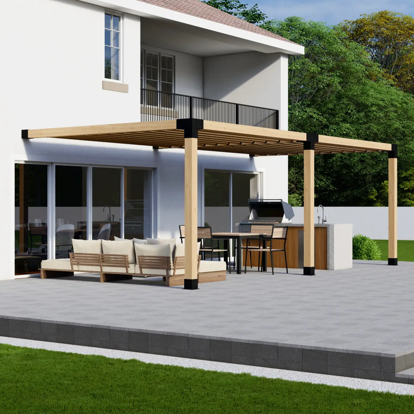 DIY Pergola Bracket Kit for an Attached Pergola With Slatted Roof - Any Size Up to 24' x 12' by Zen Pergolas