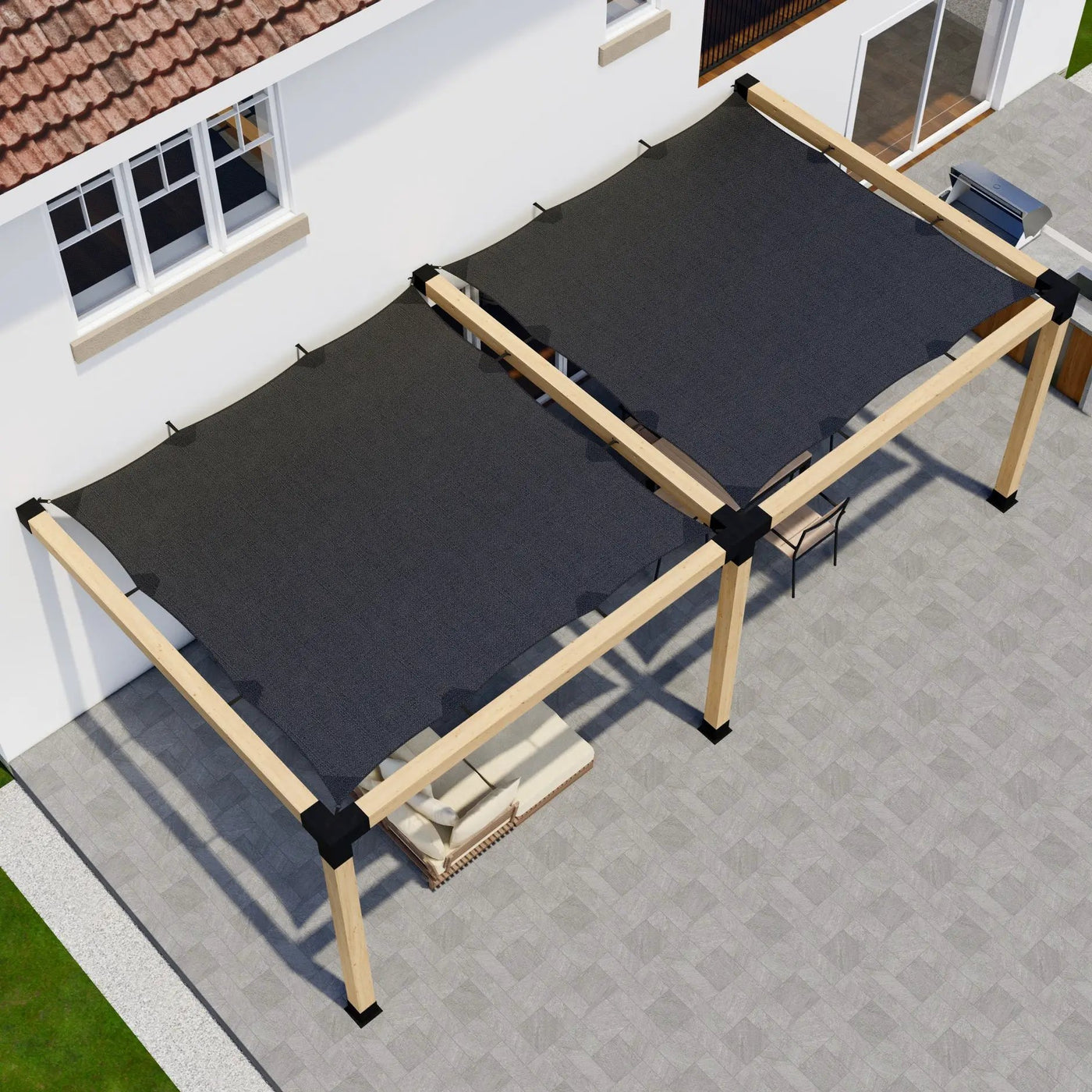 DIY Pergola Kit for an Attached Pergola With Canopies - Any Size Up to 24' x 12' by Zen Pergolas