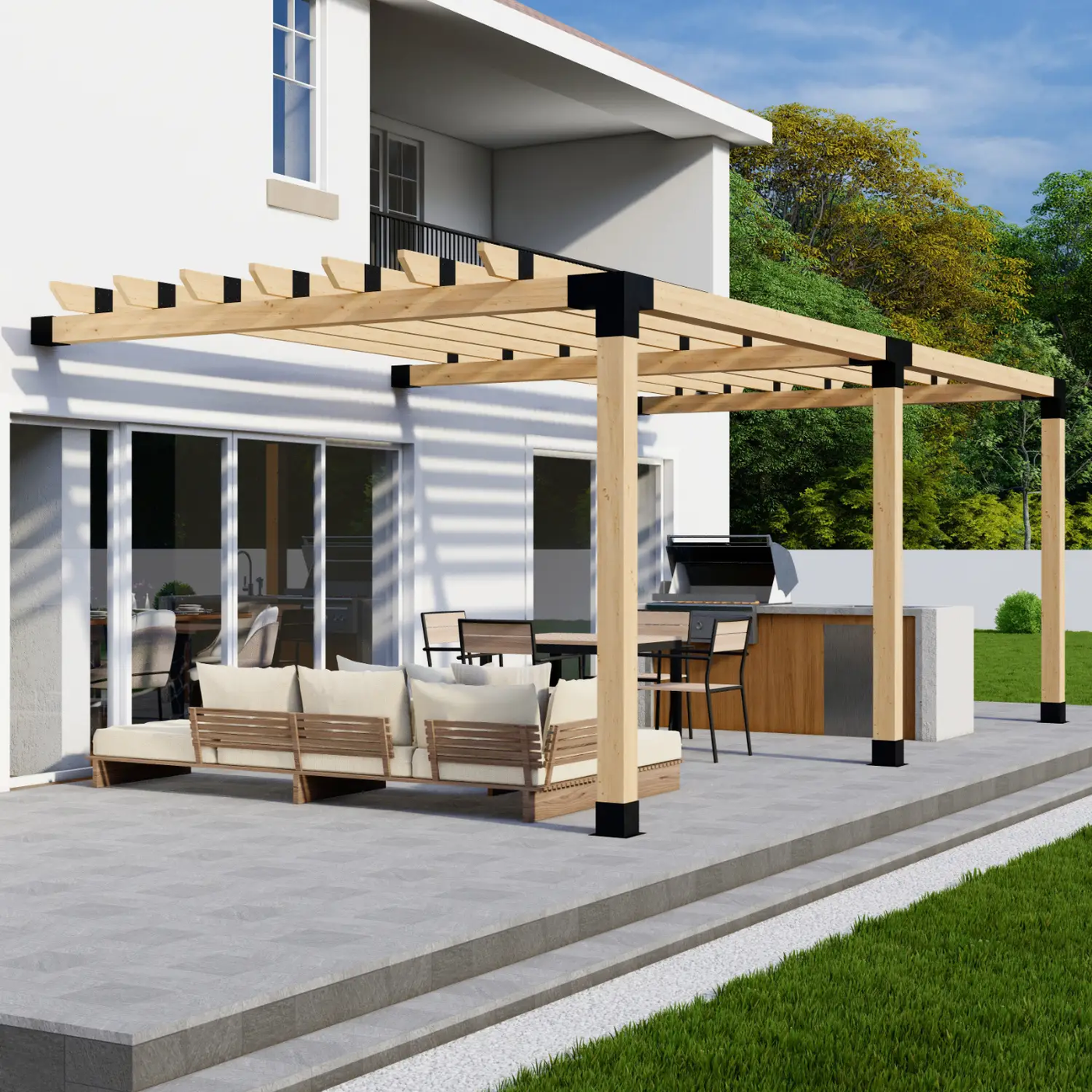 DIY Pergola Bracket Kit for an Attached Pergola With Roof Rafters - Any Size Up to 24' x 12' by Zen Pergolas