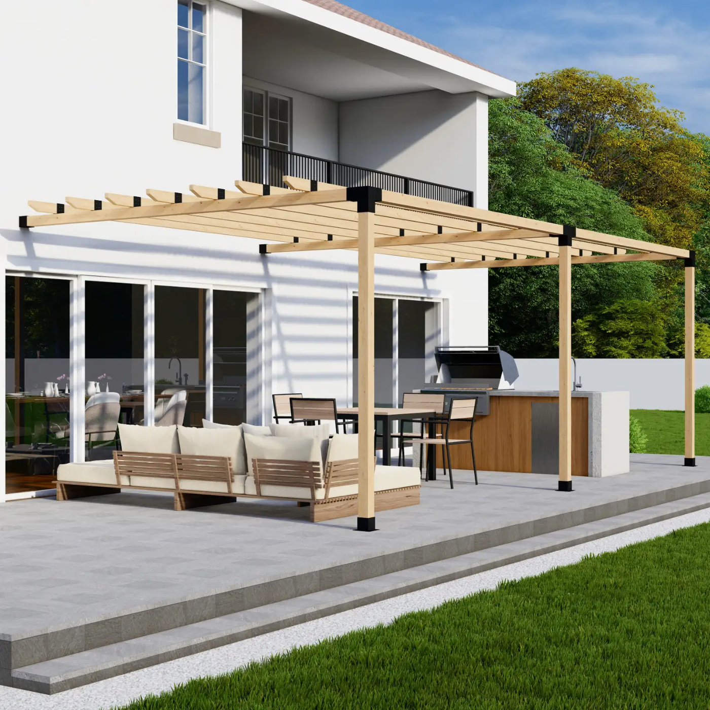DIY Pergola Bracket Kit for an Attached Pergola With Roof Rafters - Any Size Up to 24' x 12' by Zen Pergolas