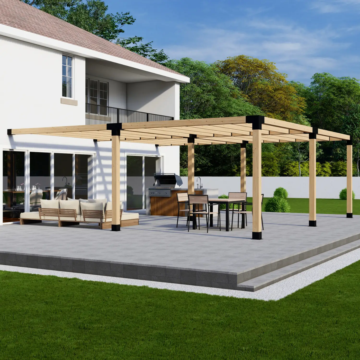 DIY Pergola Bracket Kit for an Attached Pergola With Slatted Roof - Any Size Up to 24' x 24' by Zen Pergolas