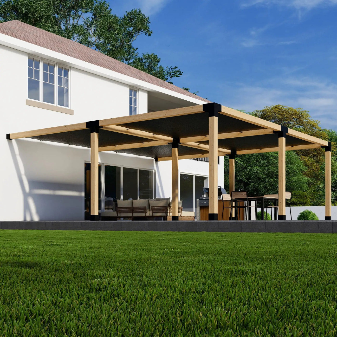 DIY Pergola Kit for an Attached Pergola With Canopies - Any Size Up to 24' x 24' by Zen Pergolas