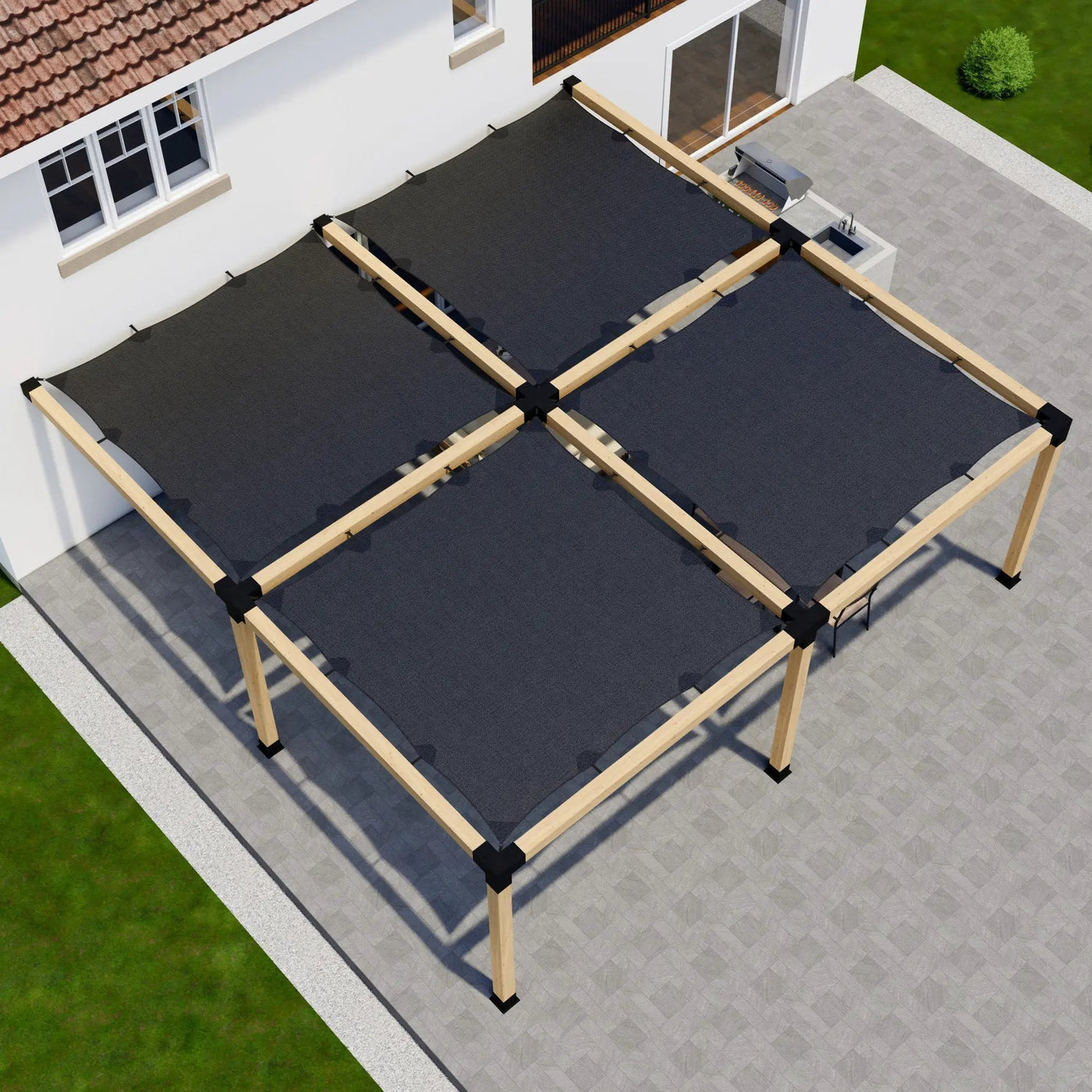 DIY Pergola Kit for an Attached Pergola With Canopies - Any Size Up to 24' x 24' by Zen Pergolas