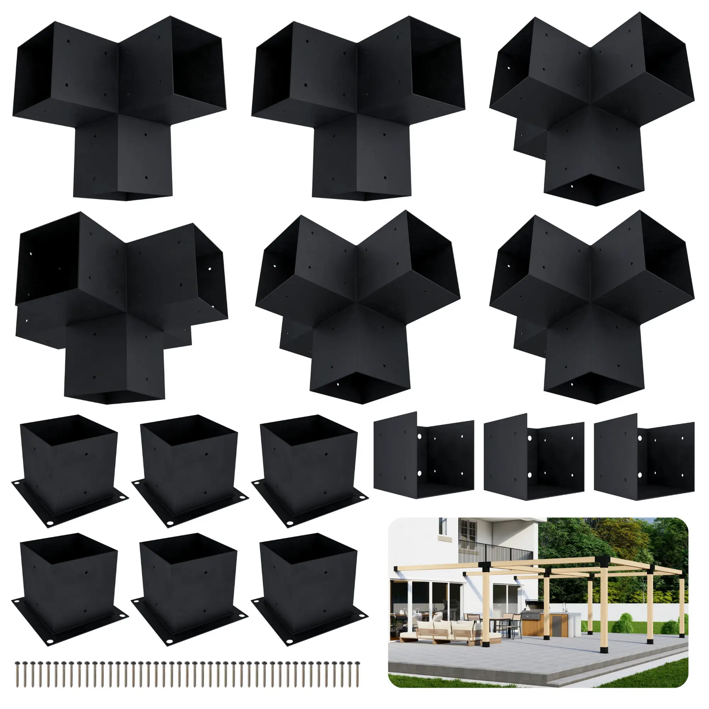 DIY Pergola Bracket Kit for an Attached Pergola Frame - Any Size Up to 24' x 24' by Zen Pergolas