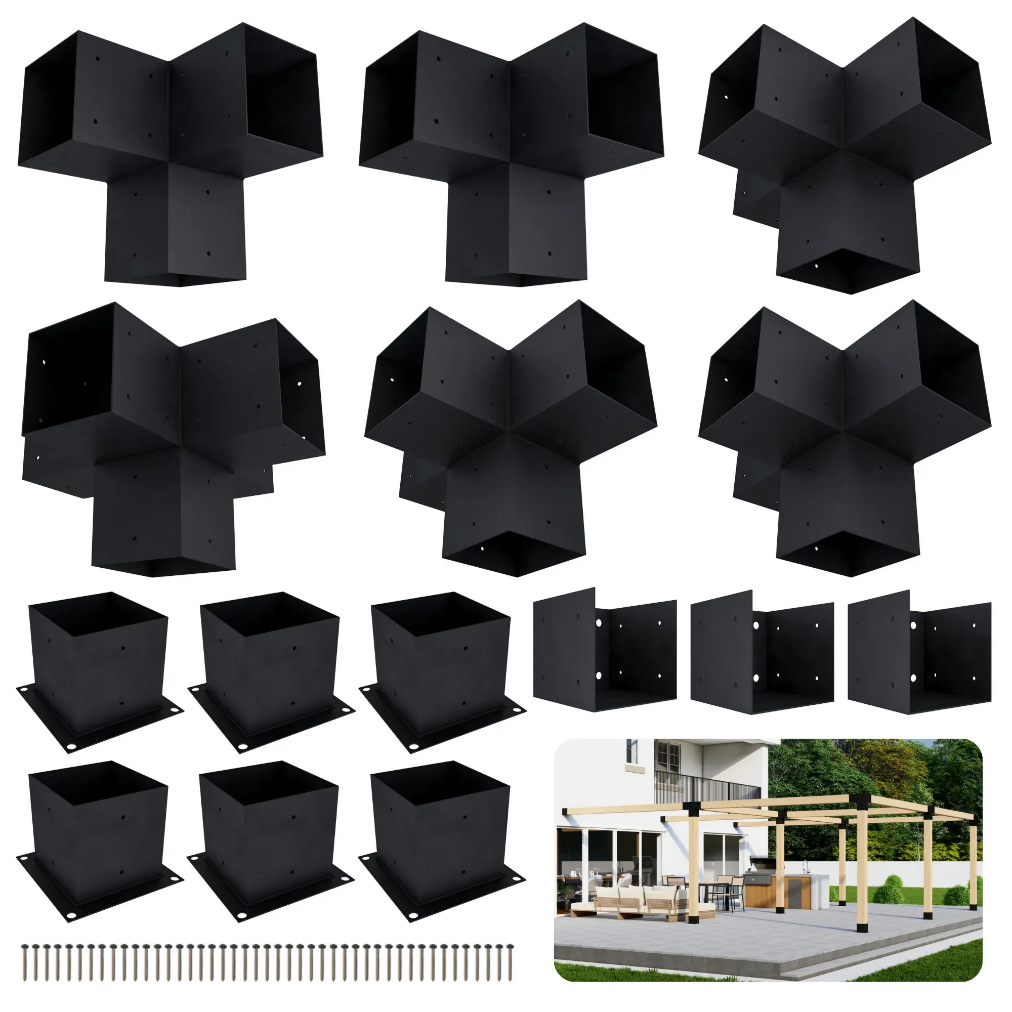 DIY Pergola Bracket Kit for an Attached Pergola Frame - Any Size Up to 24' x 24' by Zen Pergolas