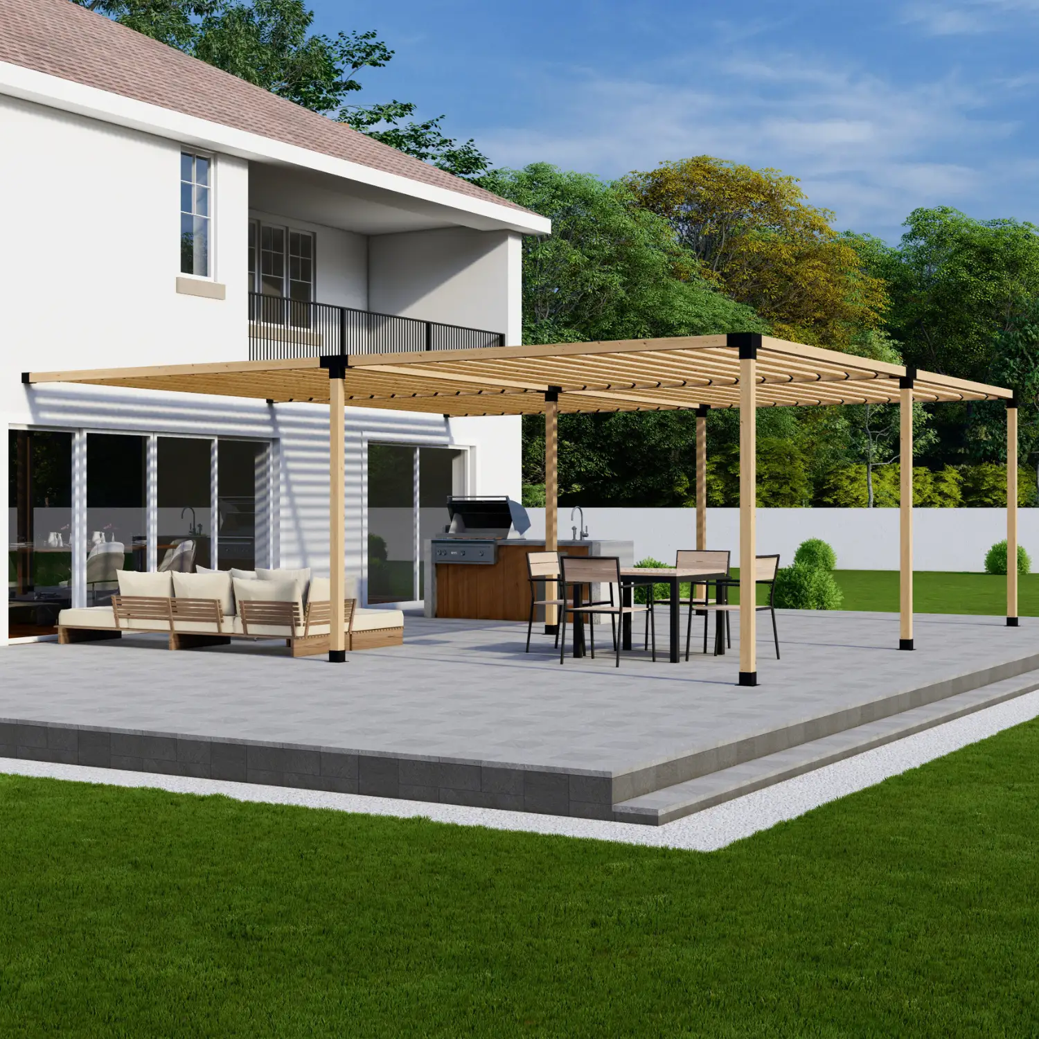 DIY Pergola Bracket Kit for an Attached Pergola With Slatted Roof - Any Size Up to 24' x 24' by Zen Pergolas