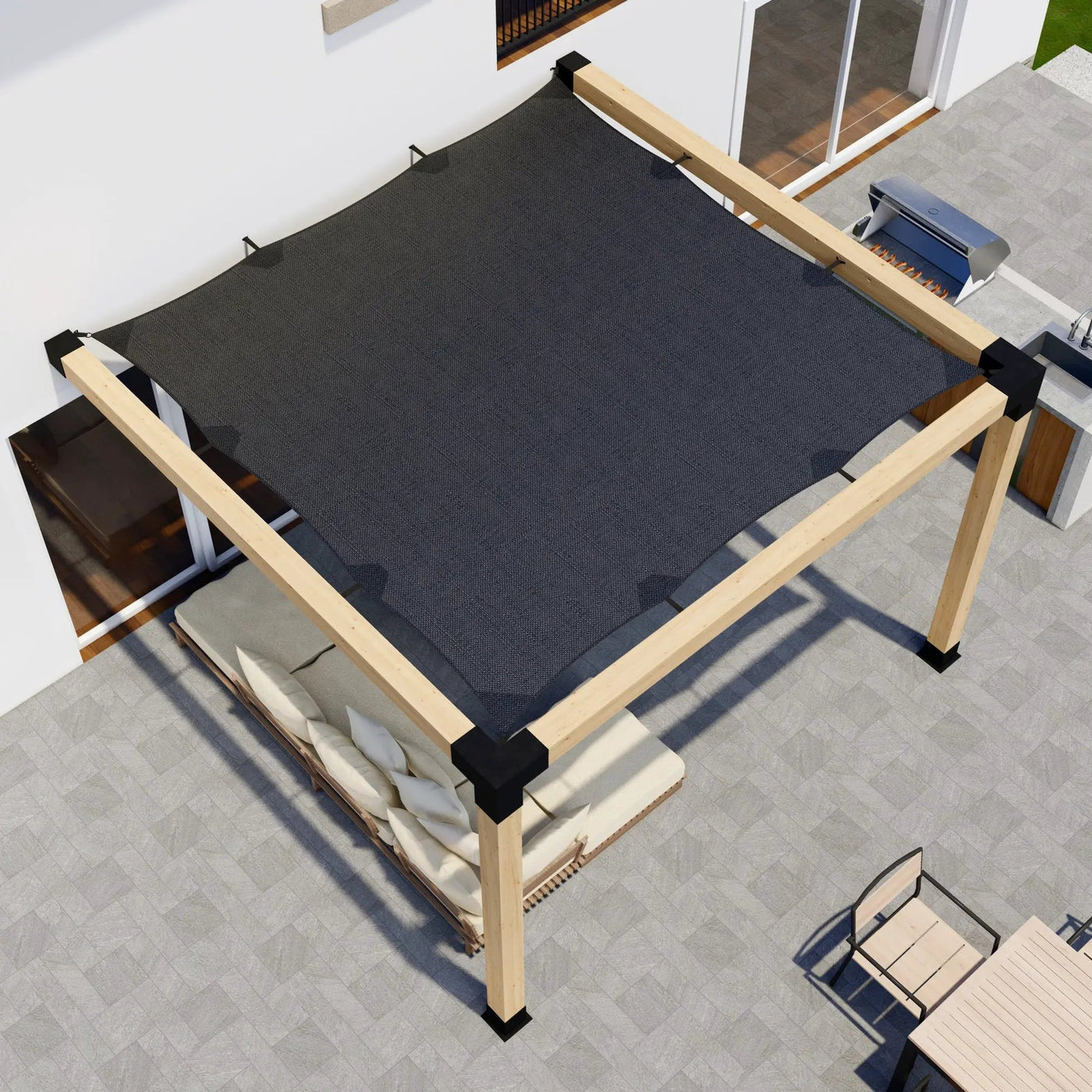 DIY Pergola Kit for an Attached Pergola With Canopy - Any Size Up to 12' x 12' by Zen Pergolas