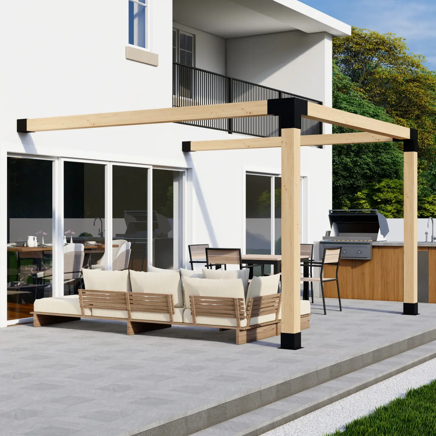 DIY Pergola Bracket Kit for an Attached Pergola Frame - Any Size Up to 12' x 12' by Zen Pergolas