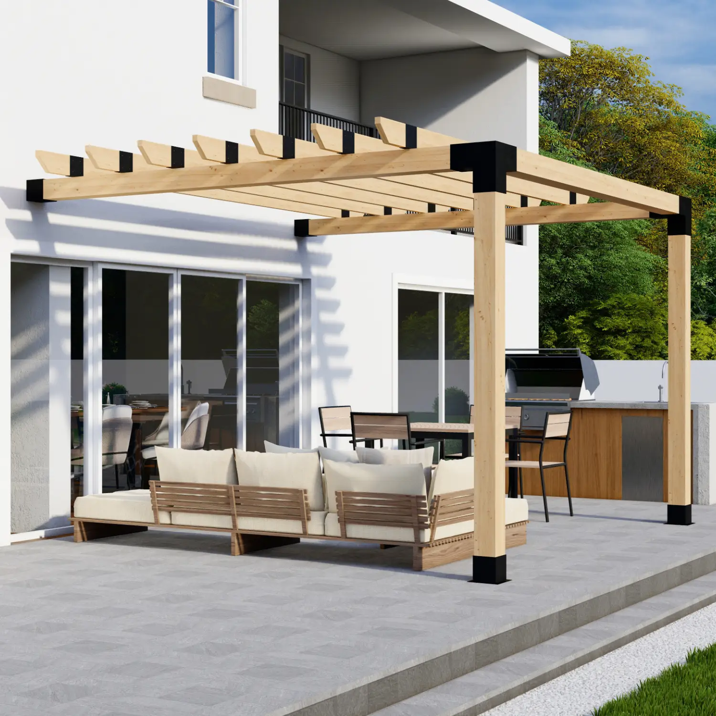 DIY Pergola Bracket Kit for an Attached Pergola With Roof Rafters - Any Size Up to 12' x 12' by Zen Pergolas