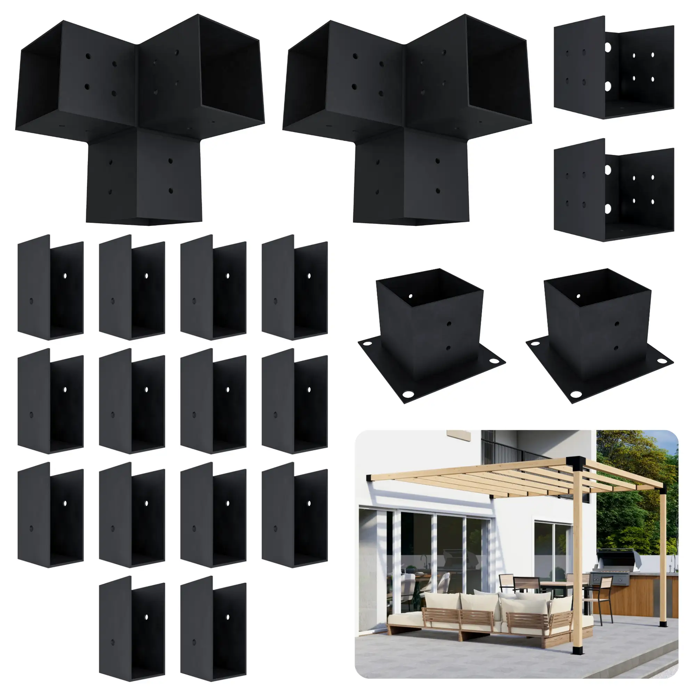 DIY Pergola Bracket Kit for an Attached Pergola With Slatted Roof - Any Size Up to 12' x 12' by Zen Pergolas