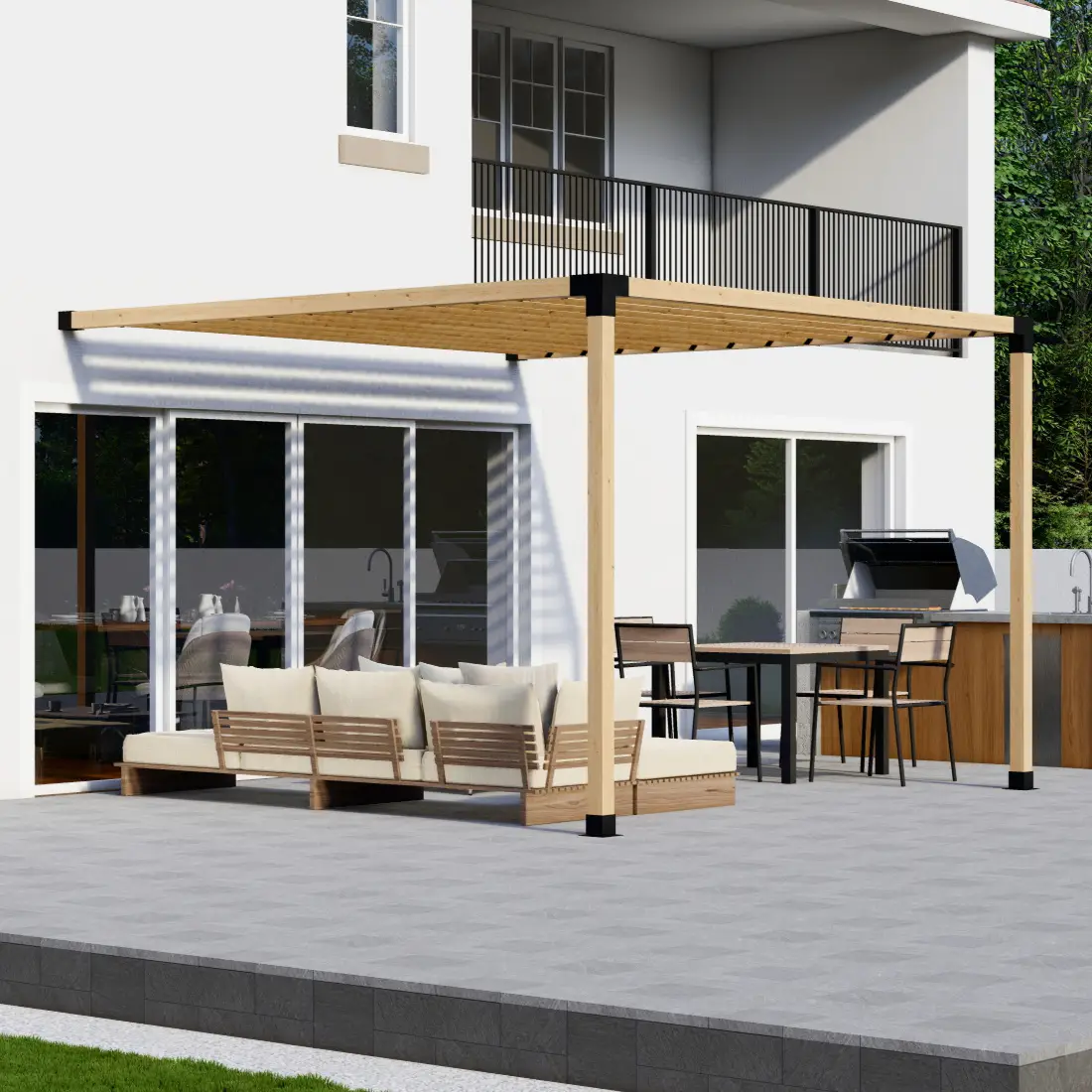 DIY Pergola Bracket Kit for an Attached Pergola With Slatted Roof - Any Size Up to 12' x 12' by Zen Pergolas