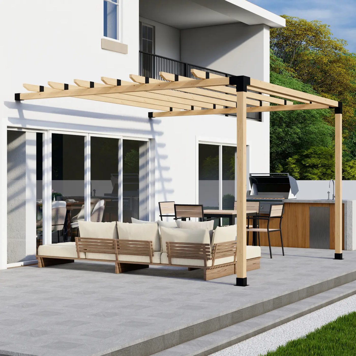 DIY Pergola Bracket Kit for an Attached Pergola With Roof Rafters - Any Size Up to 12' x 12' by Zen Pergolas