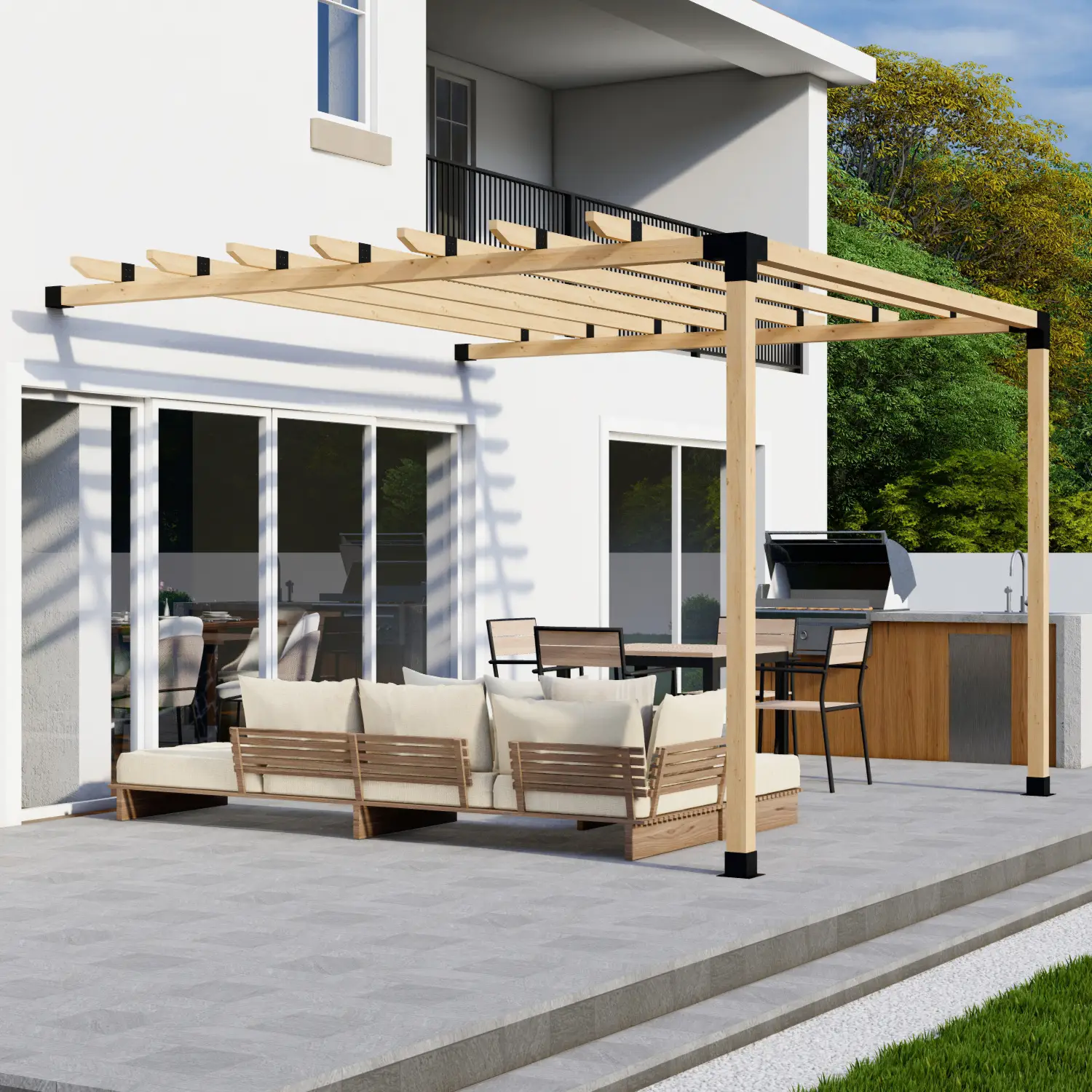 DIY Pergola Bracket Kit for an Attached Pergola With Roof Rafters - Any Size Up to 12' x 12' by Zen Pergolas