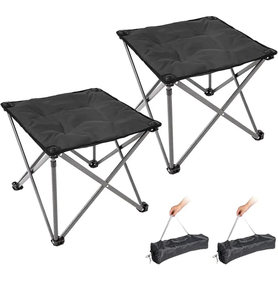 Open Box FUNDANGO Folding Camping Stool, 2 Pack 18.1 Inch Oversized Foot Stools 330 Lbs Heavy Duty Portable Padded Seat Anti-Slip Foots & Carry Bag fo by Selzalot