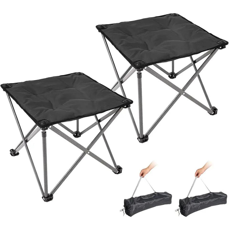 Open Box FUNDANGO Folding Camping Stool, 2 Pack 18.1 Inch Oversized Foot Stools 330 Lbs Heavy Duty Portable Padded Seat Anti-Slip Foots & Carry Bag fo by Selzalot