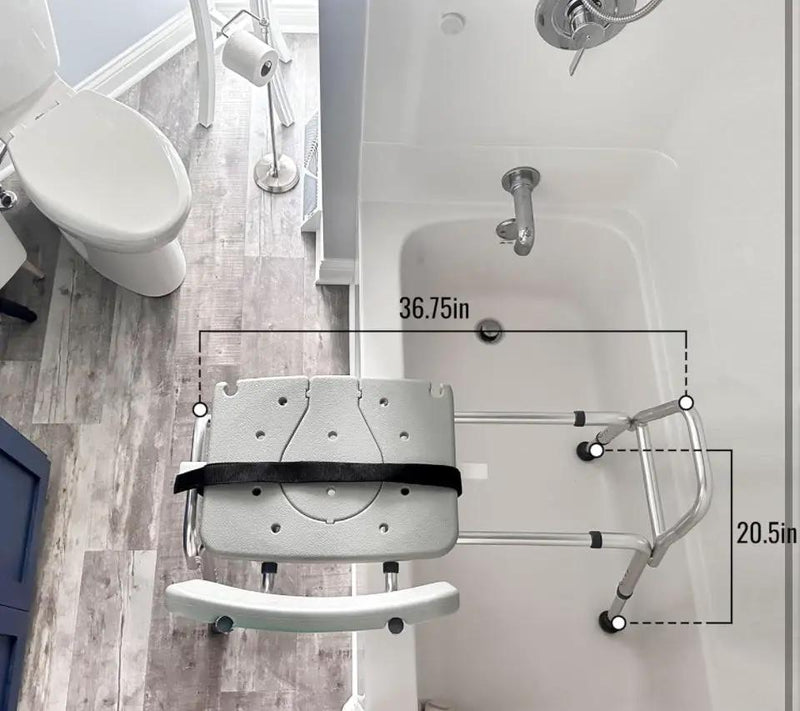 DMI Tub Transfer Bench and Shower Chair with Non Slip Aluminum Body, FSA Eligible, Adjustable Seat Height and Cut Out Access, Holds Weight up to 400 L by Selzalot