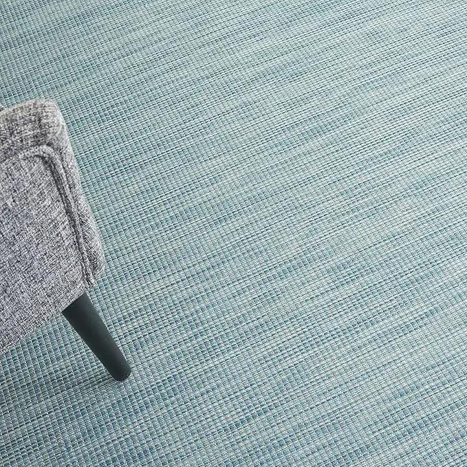 Nourison Home Positano 5' x 7' Aqua Fabric Modern Area Rug (5' x 7') by GreenHaven Gardens