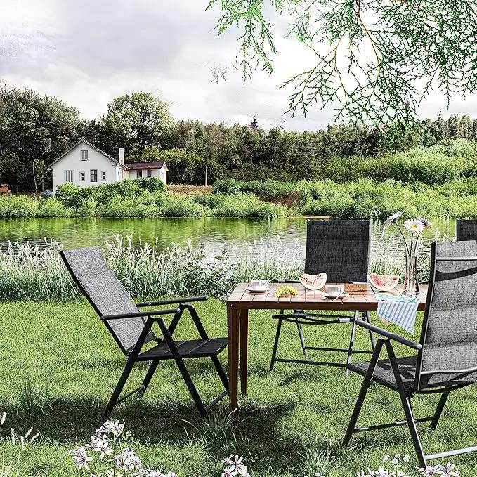 UDPATIO Patio Folding Dining Chairs Set of 2, Folding Lawn Chairs for Adults with Padded All Weather Breathable Textilene, Portable Chairs with Steel Frame, No Assembly, Dark Grey by GreenHaven Gardens