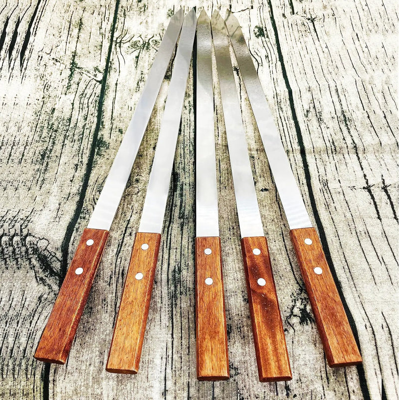 23.6 Inch Long Kabob Skewers,0.91Inch Wide Skewers for Kabobs,Metal Stainless Steel Skewers for Grilling,Extra Large Flat Kebab BBQ Skewers,Barbecue Kabob Sticks with Wood Handle,Set of 7 Kebob by GreenHaven Gardens